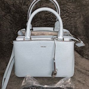 DKNY Paige Leather Satchel Arctic Blue Charmed